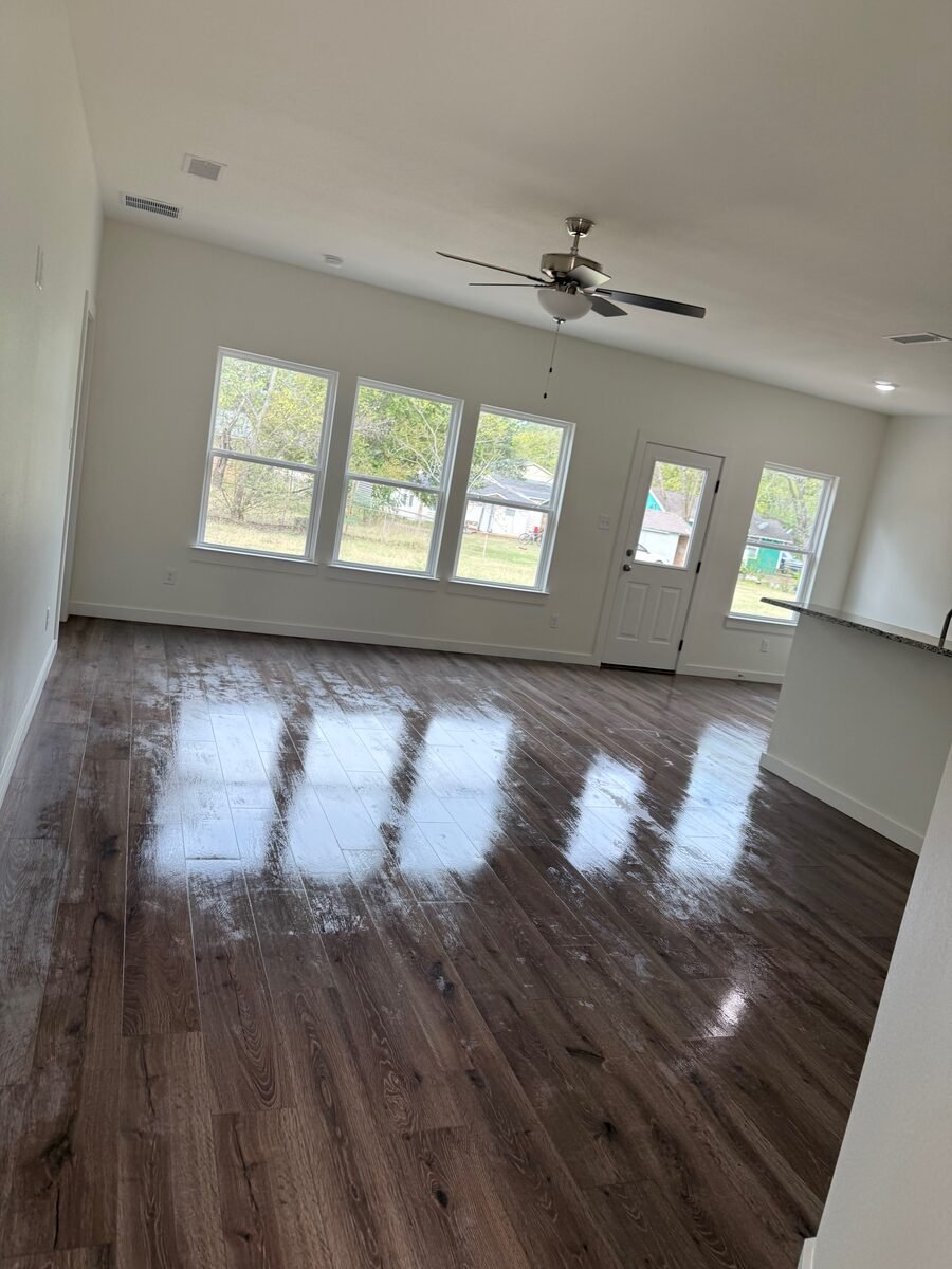 An open-plan main floor after a first-time deep clean